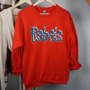 Ole Miss Rebels Polka Dot Univ of Mississippi crewneck sweatshirt RED